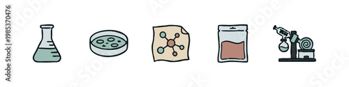Icons Representing Scientific Research and Biology
