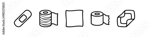 Medical bandage icons, outlined in black.