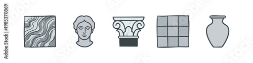 Ancient Greek Art and Architecture Icons: Marble, Sculpture, Column, Masonry, Vase