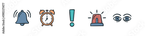 Emergency Alert Awareness and Notification Hand Drawn Icon Set