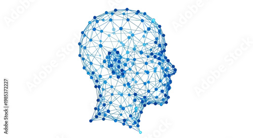 Abstract Human Head Silhouette Made of Connected Dots and Lines