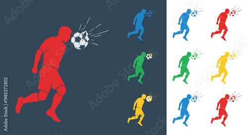 Soccer Player Kicking a Ball Energetically.