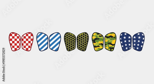 Variety of nail polish designs.