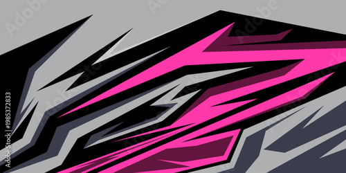 Abstract Racing Graphic Background with Sharp Geometric Shapes and Sporty Vinyl Wrap Design. Modern Vector Pattern for Car Decal, Livery, Motocross, Truck, and Extreme Sports Automotive Aesthetics.