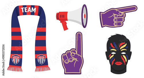 Sports fan face paint and accessories.