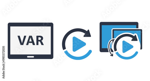 Virtual Reality Headset and Video Icons.