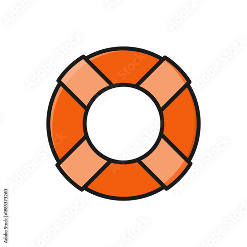 lifebuoy simple outline flat icon illustration