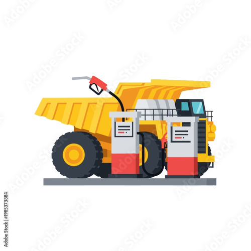 Mining Dump Truck Refueling at Gas Station - Heavy Machinery Energy Concept