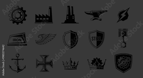 Heavy Industry and Metalwork Emblem Vector Set