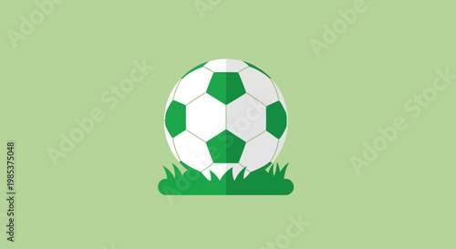 Green and white soccer ball.