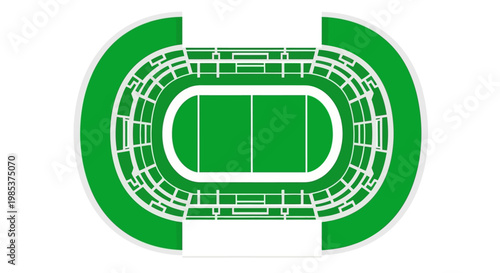 Green sports stadium with track.