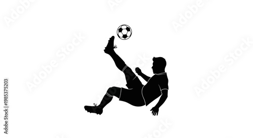 Man Kicking Soccer Ball High Aerial.
