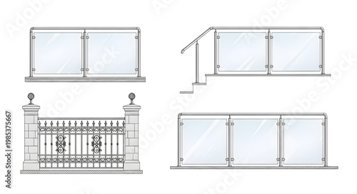 Premium Fence Elevation Drawings Featuring Decorative Metal Railings