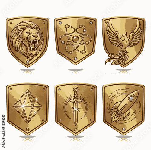 Minimalist Gold Esports Leaderboard Reward and Level Up Symbol Collection, "Created with AI assistance and manually refined."