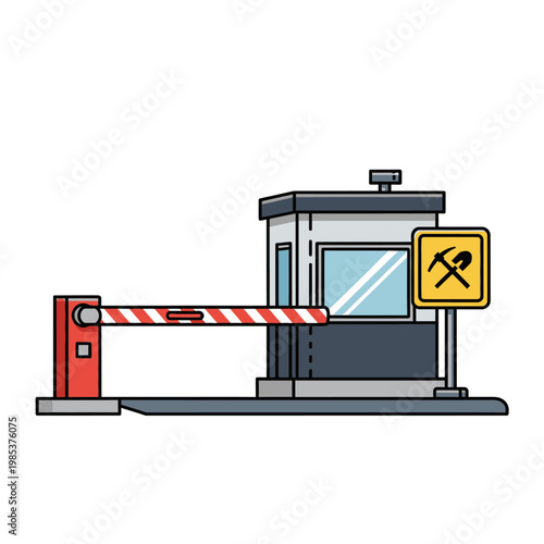 Security Booth and Barrier Gate with Mining Symbol