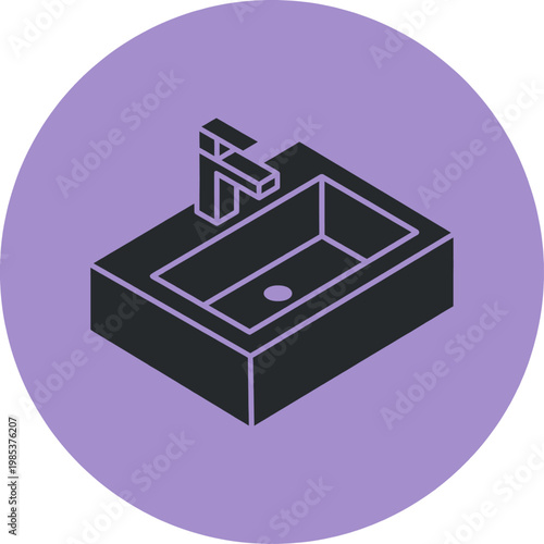 Modern bathroom sink icon for interior design and furniture