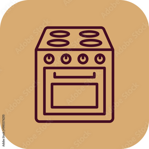 Interior design furniture icon, stove and oven symbol