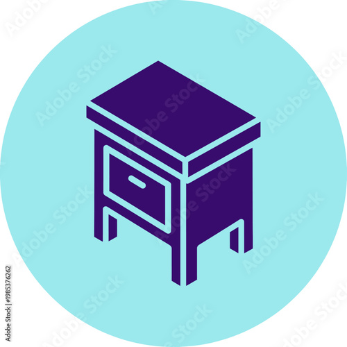 Interior design furniture icon, modern purple nightstand