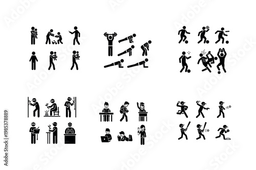 group of athlete  people set