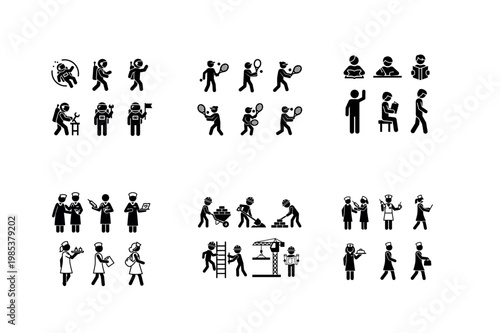 vector silhouettes of  athlete people