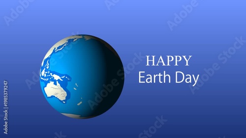 Happy earth day text with animated globe.