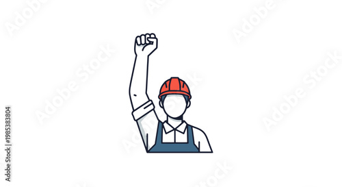 Person in hard hat and work clothes raising fist in solidarity and protest representing labor rights union movement and advocacy for worker empowerment and collective action in industry and
