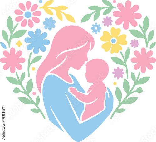 Mother and Child Floral Heart