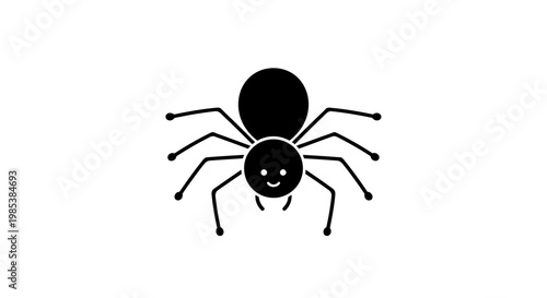 Black spider with eight legs crawling.