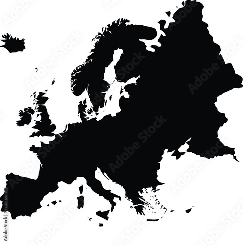Silhouette of the continent of europe with continent vector illustration.