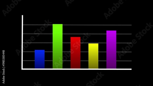 Seamless looping bar chart animation with vibrant gradients on a dark background, created in After Effects. Smooth motion and clean design for data visuals, UI, and presentations.
