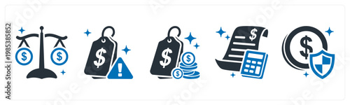 A set of 5 mix icons as order, limited stock, fast delivery