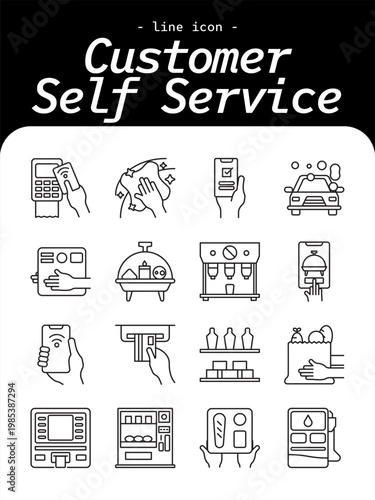 Customer self service and automated support system line icon
