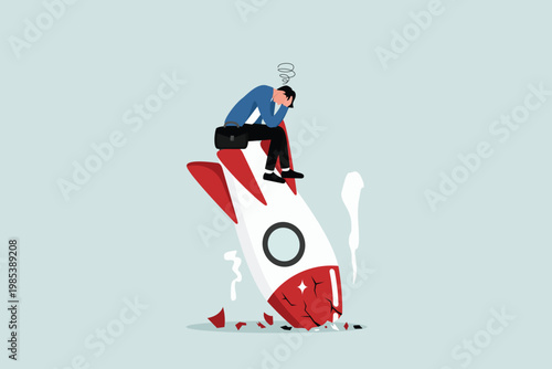 The concept of startup business failure, new business risks, or unexpected bankruptcy of entrepreneurs, depressed company owners due to rocket accidents as the cause of new business failure.