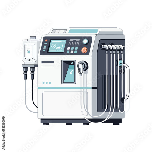 Modern Dialysis Machine for Kidney Treatment, Medical Equipment Illustration