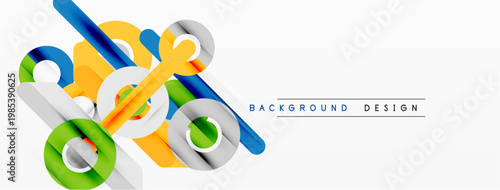 Abstract vector design. Bright colors, dynamic shapes create modern visual effect. Clean white background enhances composition.