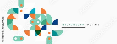 Abstract geometric shapes, vibrant colors, modern design elements. Clean aesthetic, suitable for backgrounds, presentations.