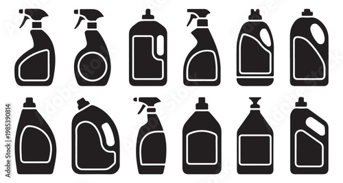 Domestic cleaning tools icon set for housekeeping concepts