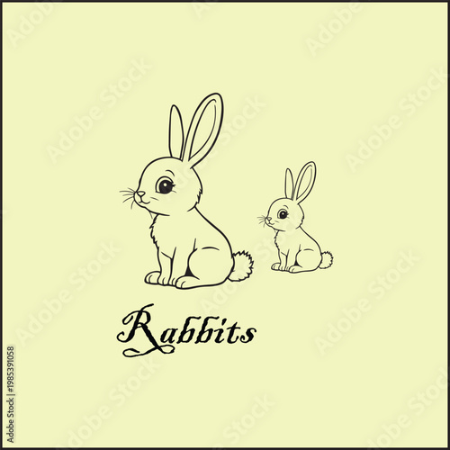 Adorable pair of rabbits sitting together in a meadow, showcasing friendship and nature