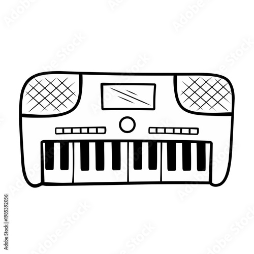 Line Illustration of cartoon keyboard