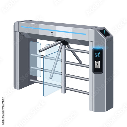 Modern Turnstile Security Gate with Access Control and LED Lights