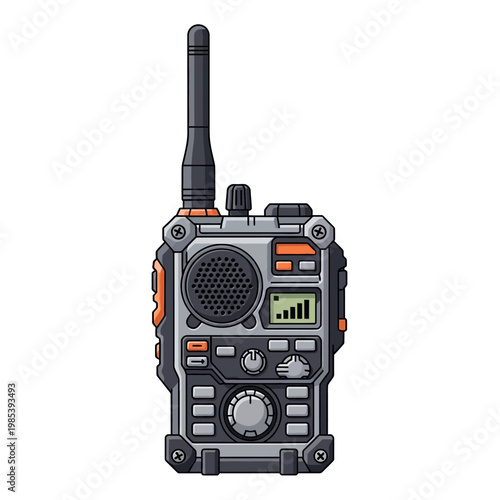 Rugged Two-Way Radio Communicator with Antenna and Display