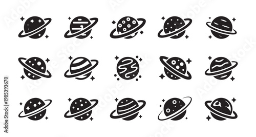 Cosmic planet set with orbit rings and star elements