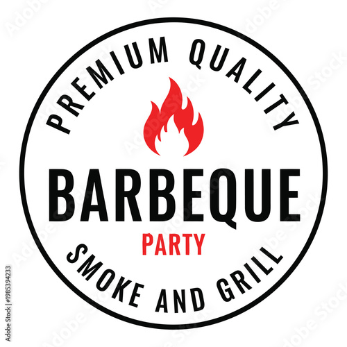 Premium quality barbeque party smoke and grill logo design icon