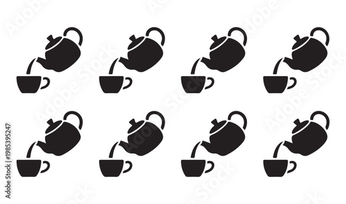 Minimal tea set pattern with repeating teapot and cup icons