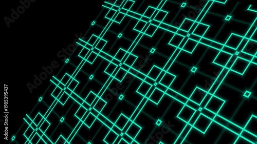 Premium perspective grid moving forward. Infinite 3D wireframe corridor for futuristic data and sci-fi visuals. Seamless loop.
