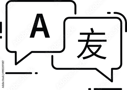 Language translation chat bubbles with multilingual text isolated on white background for communication, interpretation, localization and global conversation concepts