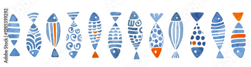 Fishes. Border from sea or aquarium fishes.