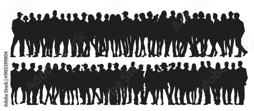  people silhouette set man woman silhouettes crowd of people