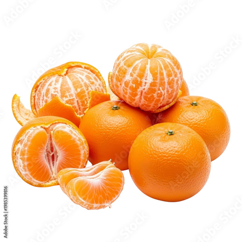 Pile of fresh tangerines and segments