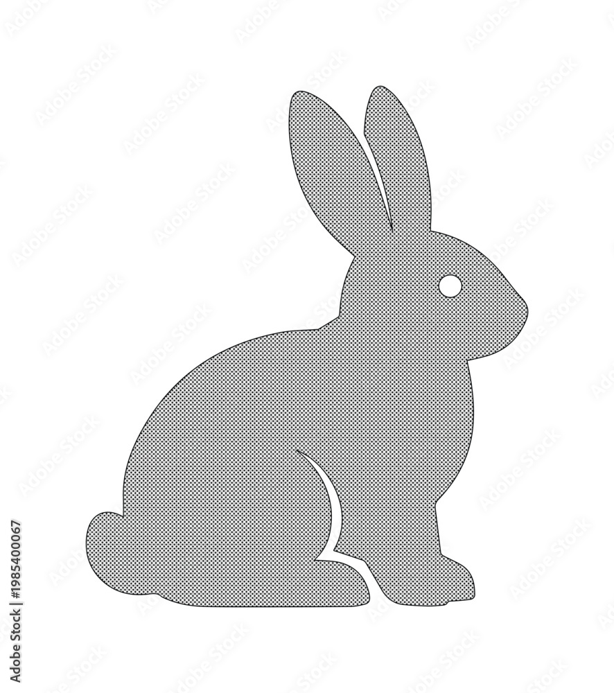 Obraz premium Minimalist rabbit silhouette vector, grey bunny icon on white background, simple animal profile for logo design and Easter graphics